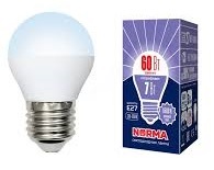 Лампа светодиодная Volpe Norma G45 Шар Е27 220В 7Вт 600Лм 6500К 45х78мм картинка 